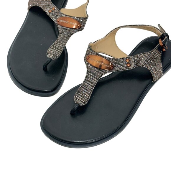 Michael Kors Plate Womens Copper/silver Shimmer Thong Sandals Size 6M- NWOT - Picture 2 of 11